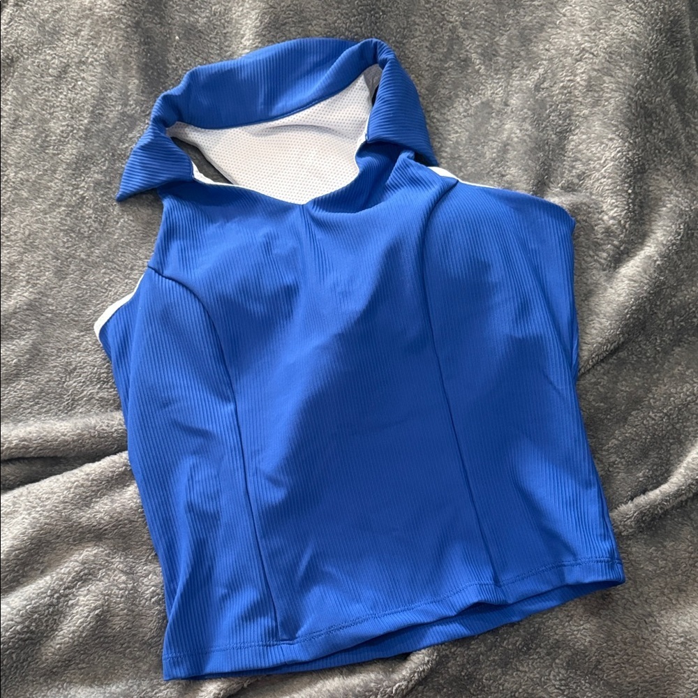 Blue Sleeveless Collared Top M